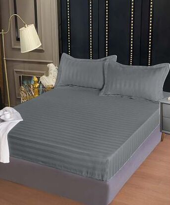 Lenjerie de pat damasc Deluxe gama Horeca - cu elastic - 4 piese - Antracit