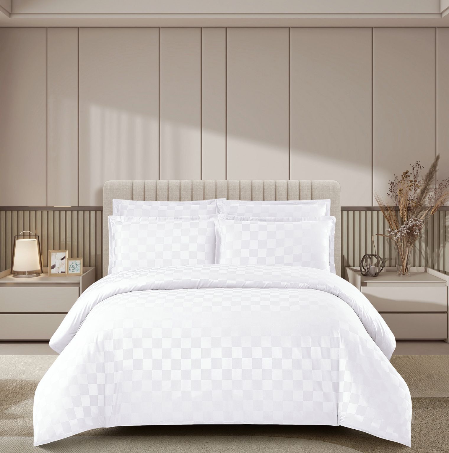 Lenjerie de pat damasc Luxury hotelier - cu elastic - 4 piese | 17020-PR