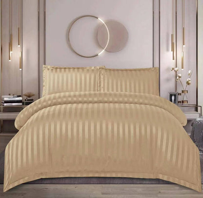 Lenjerie de pat damasc cu elastic - Horeca Premium - 4 piese - Auriu