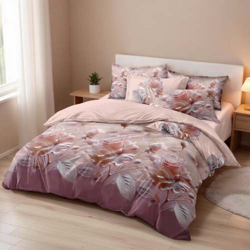 Lenjerie de pat bumbac finet - 6 piese - Flori