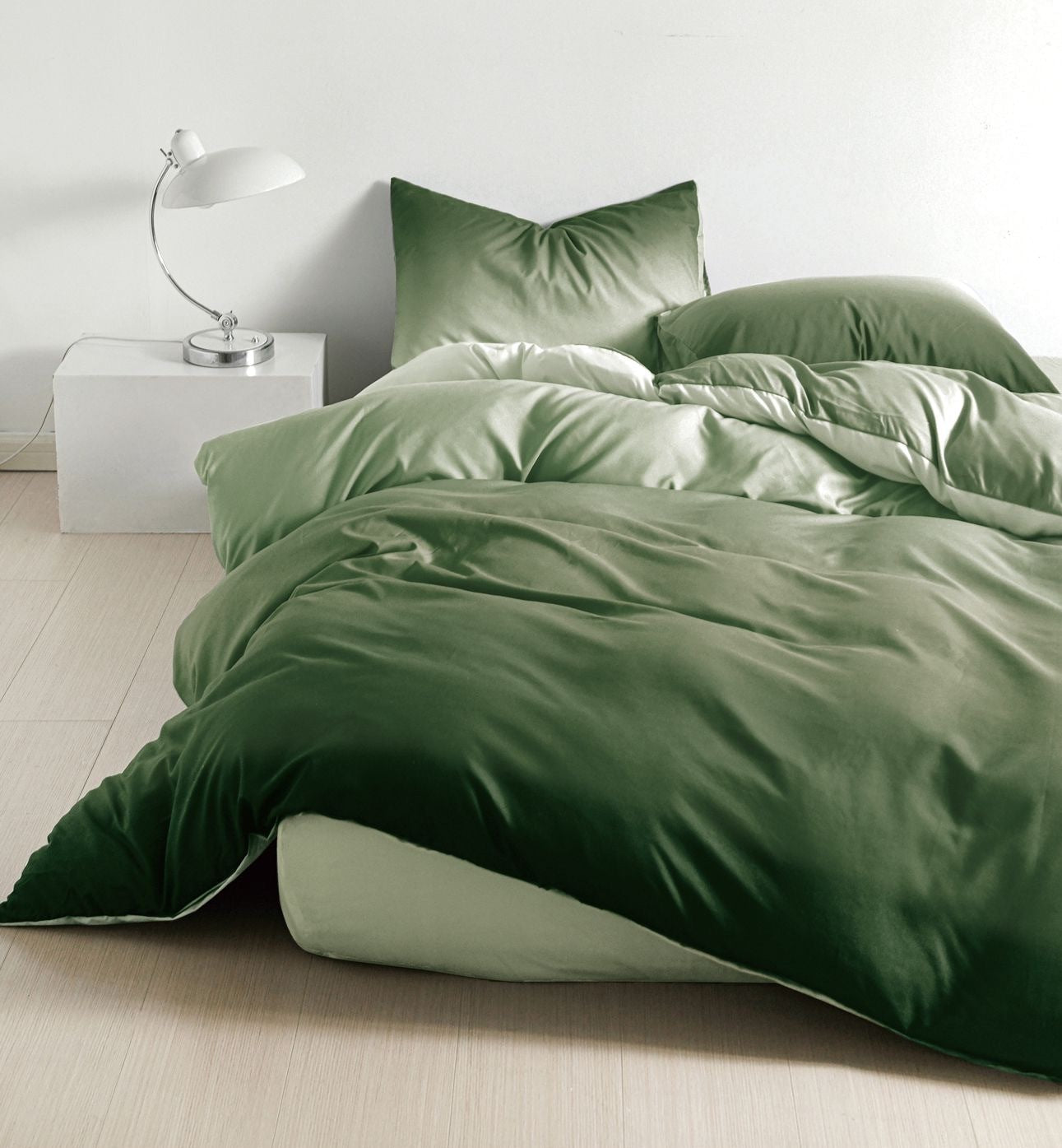 Lenjerie de pat Luxury - bumbac satinat – 4 piese - Verde inchis