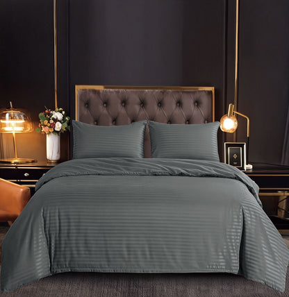 Lenjerie de pat damasc Hotelier - gama Premium - 4 piese - Gri