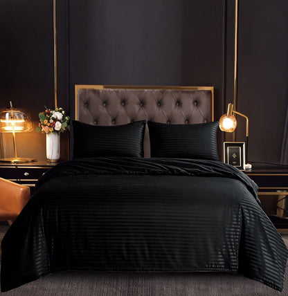 Lenjerie de pat damasc Hotelier - gama Premium - 4 piese - Negru