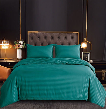 Lenjerie de pat damasc Hotelier - gama Premium - 4 piese - Turcoaz